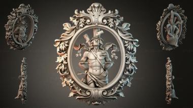 Decorative frames, framing Oval cartouche with winged putto and pilasters with plant ornament 3d model