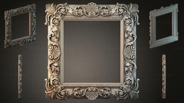 Decorative frames, framing Picture frame with volutes and shells in the rocaille style 3d model