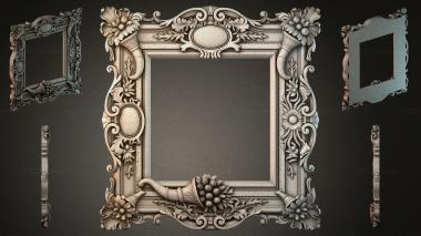 Decorative frames, framing Mirror frame with grapes and floral swirls 3d model