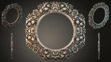 Decorative frames, framing Round frame with roses and swirls 3d model
