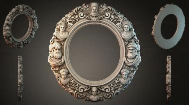 Decorative frames, framing Round mirror with classic busts and swirls 3d model