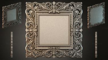 Decorative frames, framing Square frame with acanthus scrolls and fluted columns 3d model