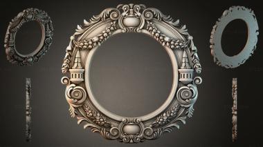Decorative frames, framing Oval mirror with volute hurricane and garlands 3d model
