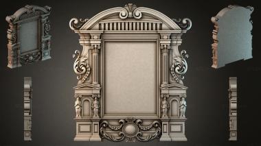 Decorative frames, framing Classic fireplace mantel with columns and carved acanthus 3d model