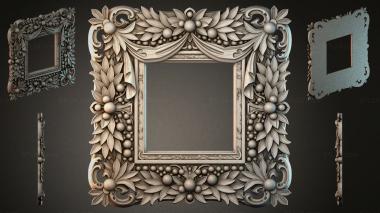 Decorative frames, framing Mirror frame with flower garlands and berry clusters 3d model