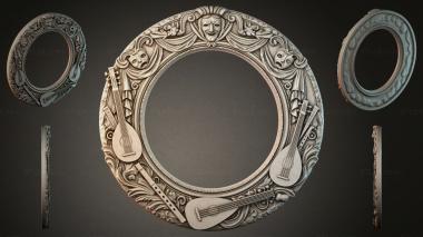 Decorative frames, framing Round frame with mask and musical instruments 3d model