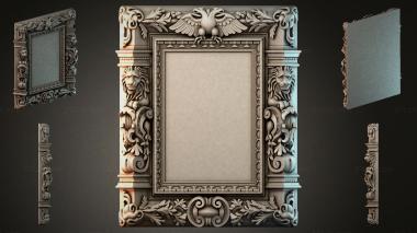 Decorative frames, framing Frame with wings and lions for 3D carving 3d model