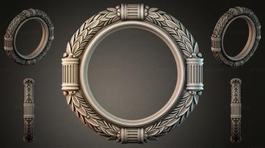 Decorative frames, framing Classic round mirror with column handles and laurel wreaths 3d model