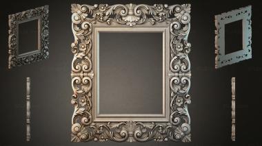 Decorative frames, framing Carved wooden frame with acanthus scrolls and floral rosettes 3d model