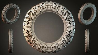 Decorative frames, framing Round frame with floral ornament and leaves 3d model
