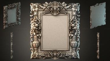 Decorative frames, framing Ornamental frame with bunches of grapes and vases 3d model