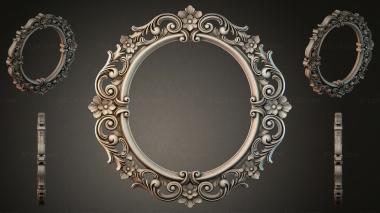 Decorative frames, framing Round ornamental frame with swirls and floral elements 3d model