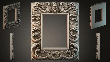 Decorative frames, framing Rectangular frame with an angel and volutes 3d model