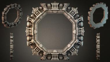 Decorative frames, framing Classic octagonal frame with columns and relief decorations 3d model