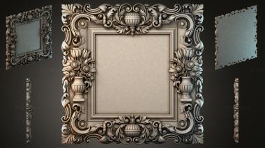 Decorative frames, framing Square frame with volutes, flower vases and a cartouche 3d model