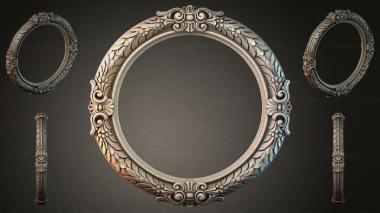 Decorative frames, framing Round frame with floral ornament and side columns 3d model