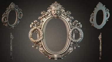 Decorative frames, framing Oval mirror with lion mask and laurel garlands 3d model