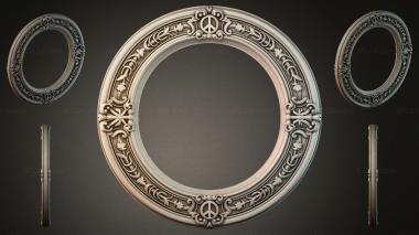 Decorative frames, framing Round door frame with panels and floral ornament 3d model