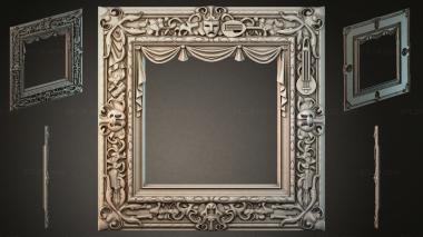 Decorative frames, framing Classic carved molding with theatrical draperies and masks 3d model