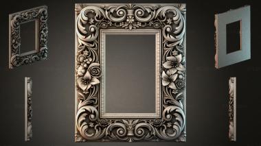 Decorative frames, framing Carved frame with floral ornament and swirls 3d model