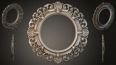 Decorative frames, framing Round mirror frame with volutes and shells 3d model