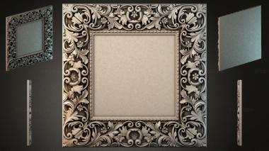 Decorative frames, framing Decorative square photo frame with swirls and leaves 3d model