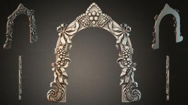 Decorative frames, framing Arched opening with grape-shaped ornament and ties 3d model