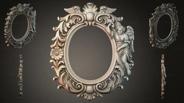 Decorative frames, framing Oval mirror with angel and swirls 3d model