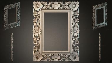 Decorative frames, framing Carved frame with floral ornament and curly leaves 3d model