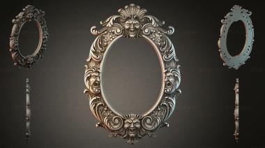 Decorative frames, framing Oval mirror with lion masks and swirls 3d model