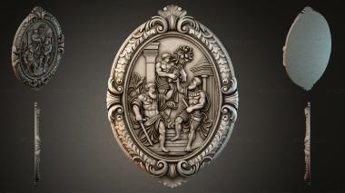 Decorative frames, framing Oval medallion with allegorical figures and plant decor 3d model