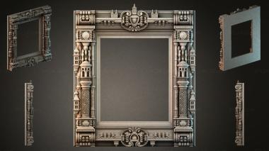 Decorative frames, framing Carved wooden frame with architectural elements and caryatids 3d model