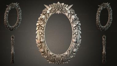 Decorative frames, framing Oval frame with floral and leaf patterns 3d model
