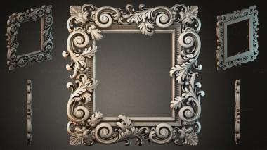 Decorative frames, framing Classic rectangular frame with a three-dimensional volute ornament and acanthus leaves 3d model