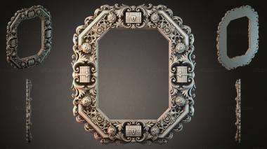 Decorative frames, framing Square paneled mirror frame with baroque scrolls and cartouches 3d model