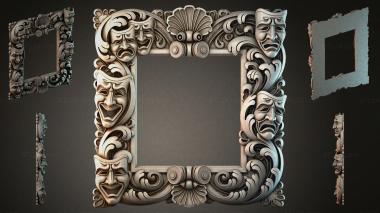 Decorative frames, framing Theatrical frame with masks and volutes 3d model