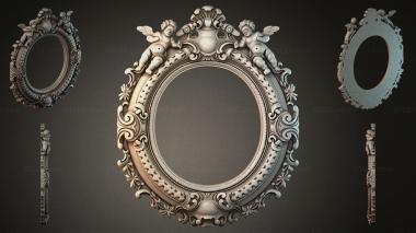 Decorative frames, framing Oval frame with putti and volutes in the Baroque style 3d model