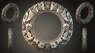 Decorative frames, framing Round ornament with bunches of grapes, angels and spirals 3d model