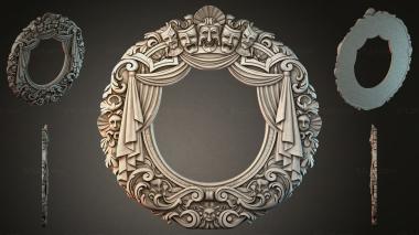 Decorative frames, framing Round ornamental frame with theatrical masks and drapery 3d model