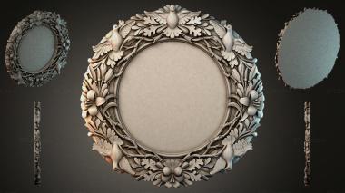 Decorative frames, framing Round frame with wings and floral ornament 3d model