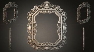 Decorative frames, framing Baroque frame with scrolls and urn for CNC 3d model