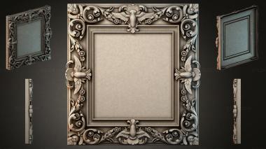 Decorative frames, framing Decorative square frame with angels and acanthus 3d model