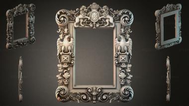 Decorative frames, framing Baroque frame with angels and putti for a mirror 3d model
