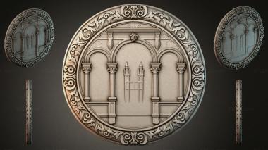 Decorative frames, framing Round medallion with architectural ornament and columns 3d model