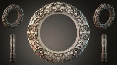 Decorative frames, framing Round mirror frame with swirls and rosettes 3d model