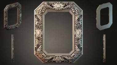 Decorative frames, framing Octagonal frame with floral ornament 3d model