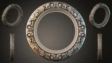 Decorative frames, framing Round frame with volutes and floral rosettes 3d model
