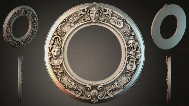 Decorative frames, framing Round ornament with comedy and tragedy masks 3d model