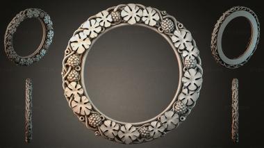 Decorative frames, framing Round mirror frame with floral motifs and bunches of grapes 3d model