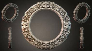 Decorative frames, framing Round frame with masks and vertical ornaments 3d model